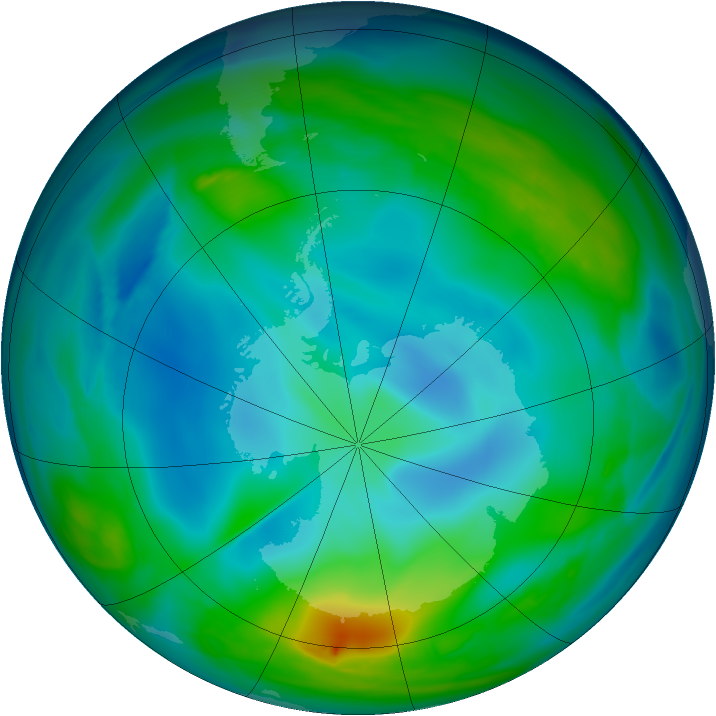 Antarctic ozone map for 05 June 2005
